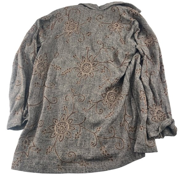 Chicos Design Vintage Womens Embroidered Silk Jacket Size 0 SMALL Brown & Tan - Picture 5 of 5